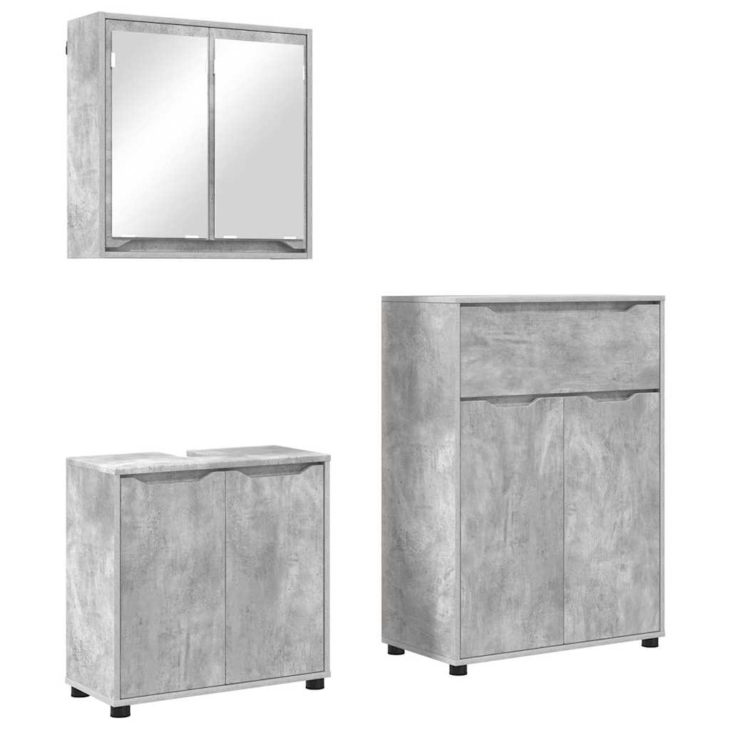 Set di mobili per il bagno con cassetto 3 pcs Grigio cemento
