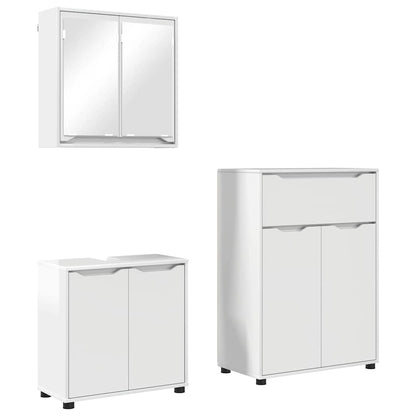 Set di mobili per il bagno con cassetto 3 pcs Bianco Lucido