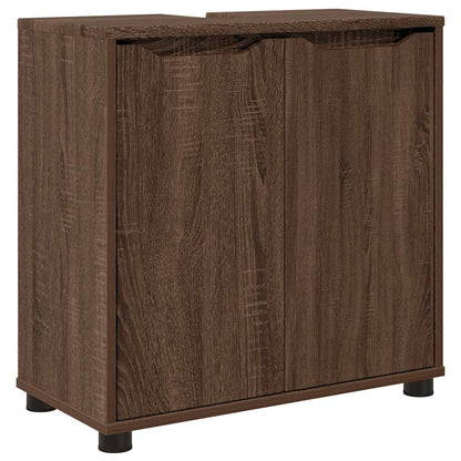 Set di mobili per il bagno con cassetto 3 pcs Rovere Marrone