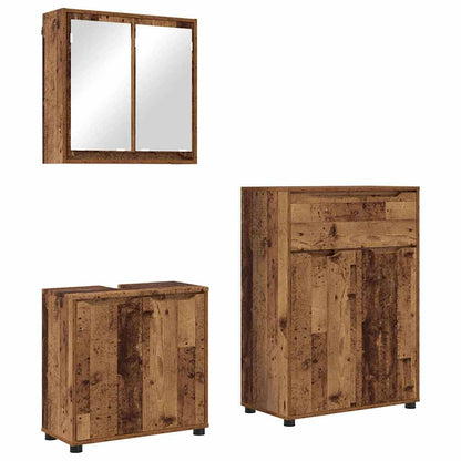 Set di mobili per il bagno con cassetto 3 pcs Legno vecchio