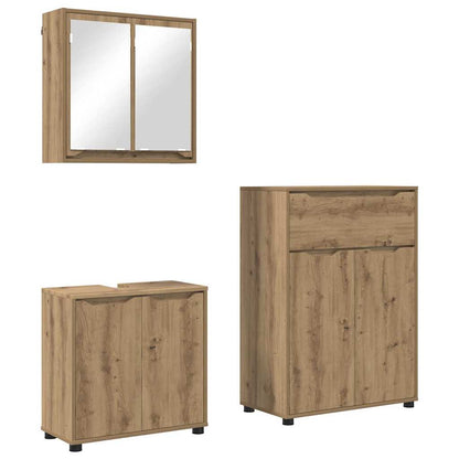 Set di mobili per il bagno con ruota 3 pcs Rovere artigianale