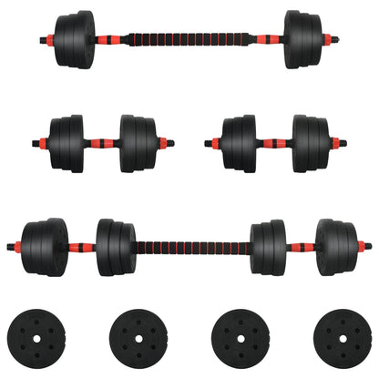 Set di Manubri 2-in-1 30kg Nero e Rosso