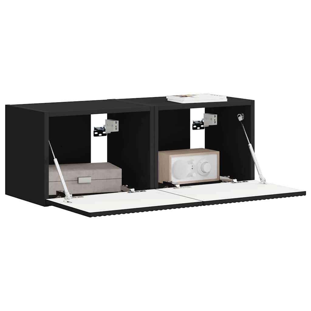 Mobile TV da parete 2 pcs Nero 60 x 31 x 29.5 cm
