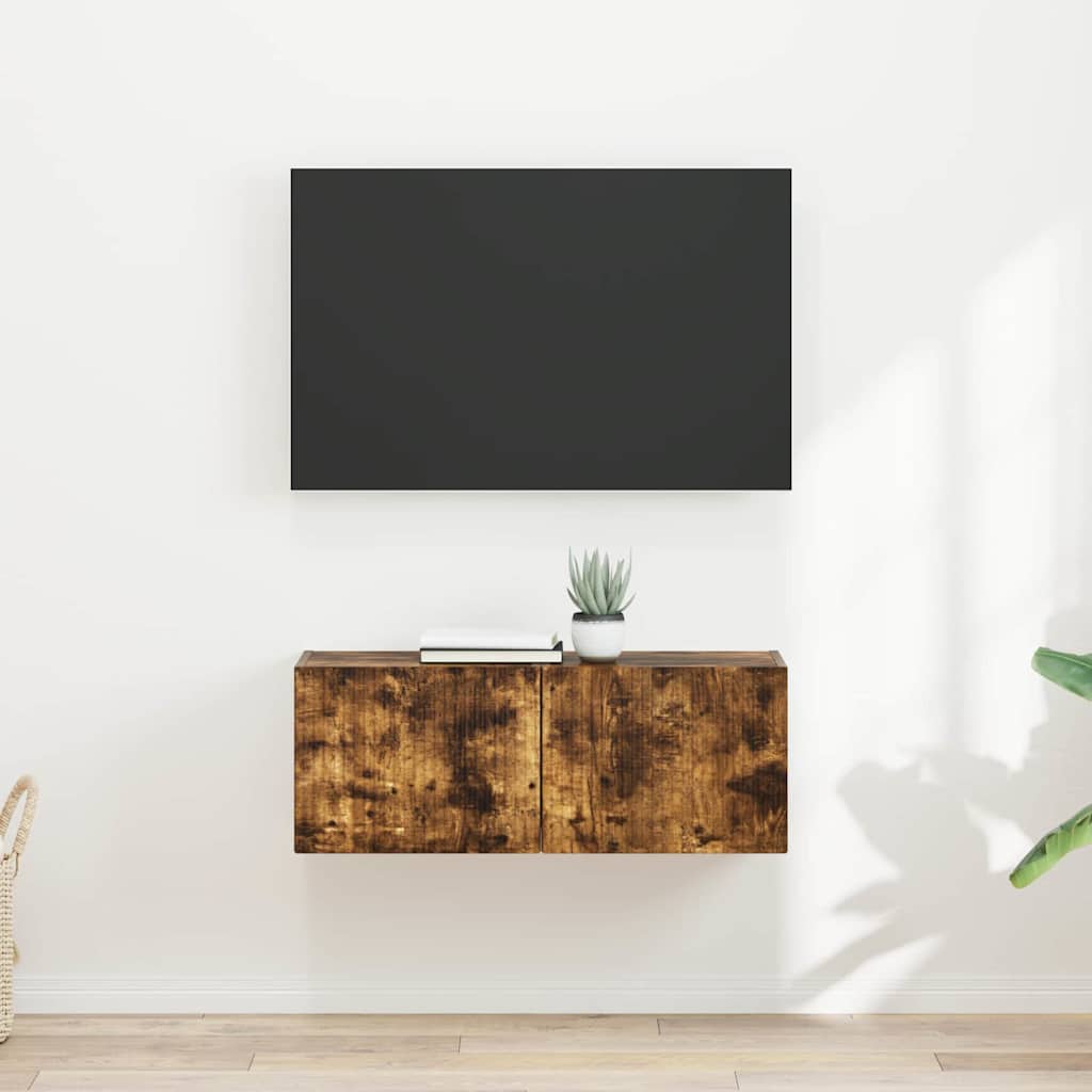 Mobile TV da parete 2 pcs Rovere fumÃ© 60 x 31 x 29.5 cm