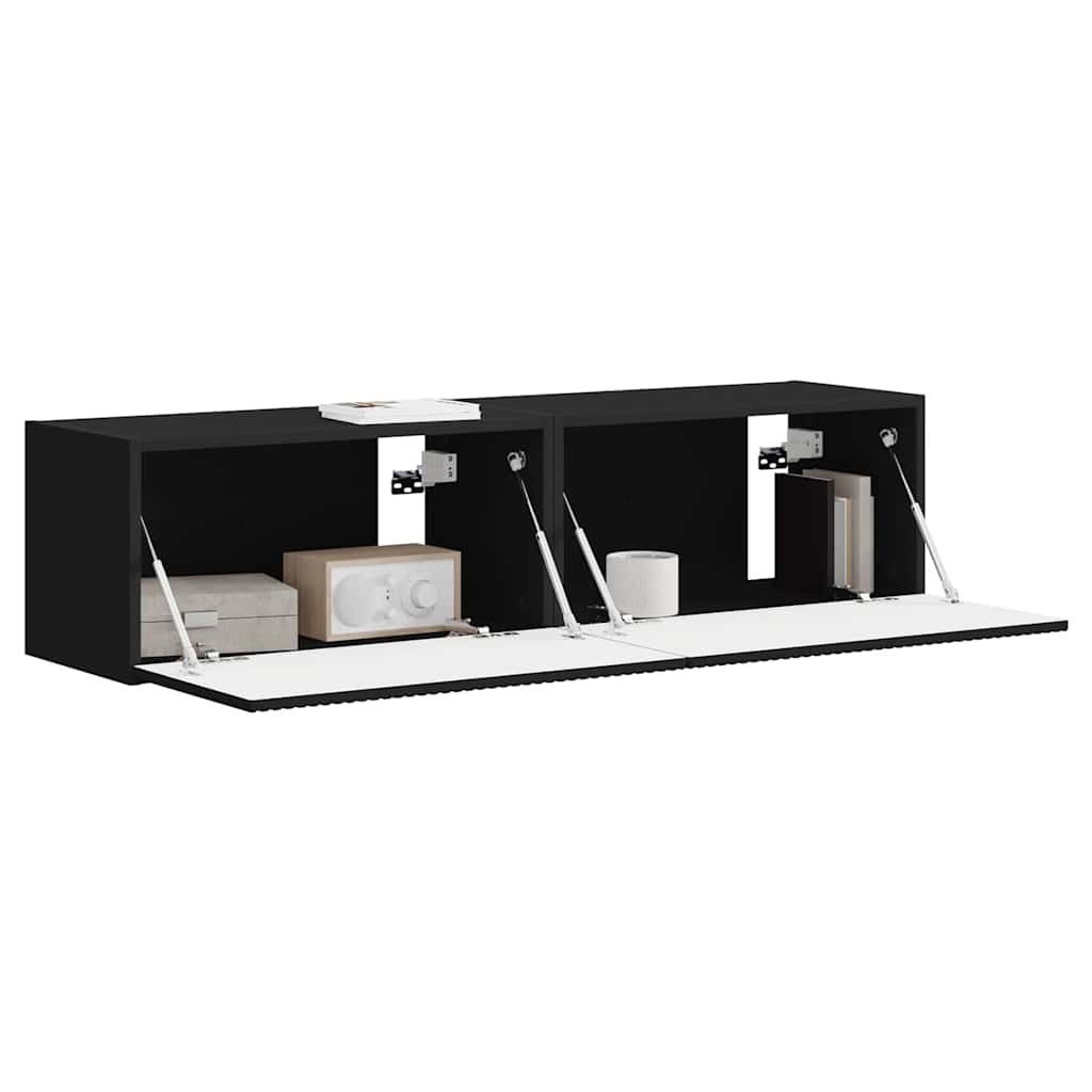 Mobile TV da parete 2 pcs Nero 60 x 31 x 29.5 cm