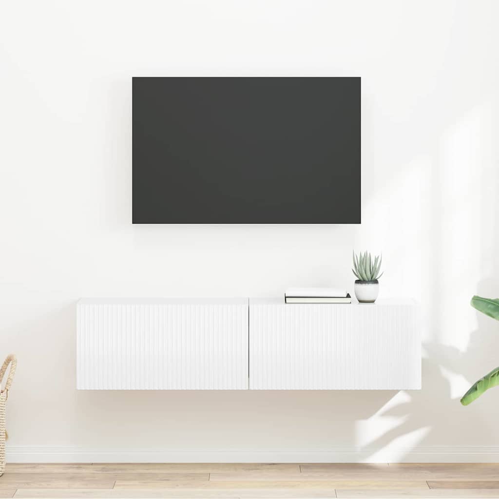 Mobile TV da parete 2 pcs Bianco Lucido 60 x 31 x 29.5 cm