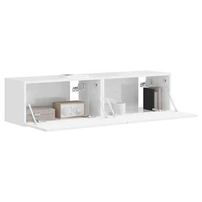 Mobile TV da parete 2 pcs Bianco Lucido 60 x 31 x 29.5 cm