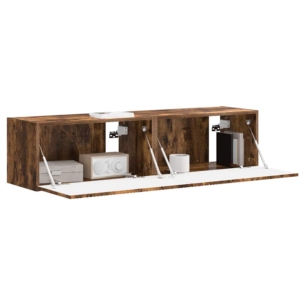 Mobile TV da parete 2 pcs Rovere fumÃ© 60 x 31 x 29.5 cm