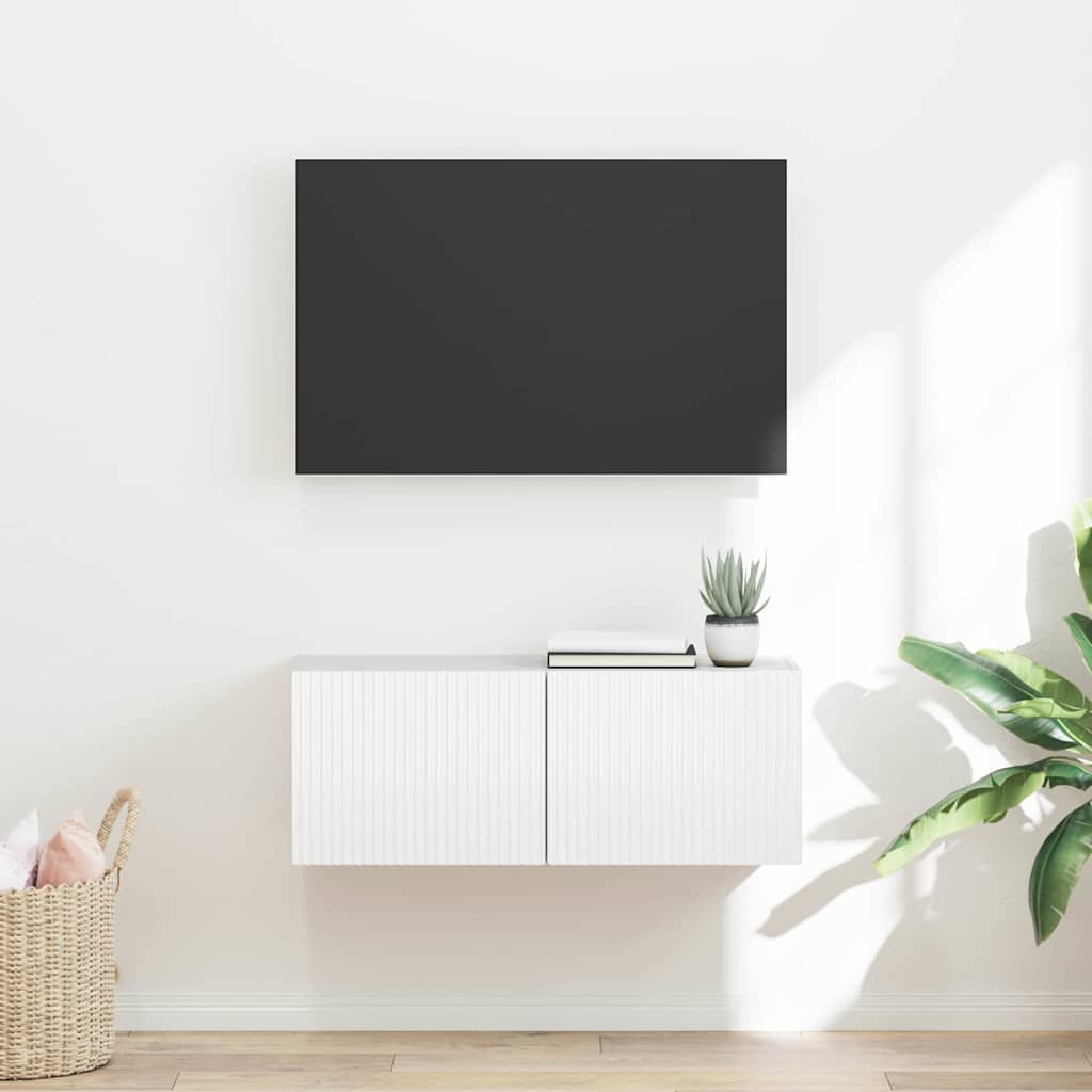 Mobile TV da parete Bianco Lucido 60 x 31 x 29.5 cm
