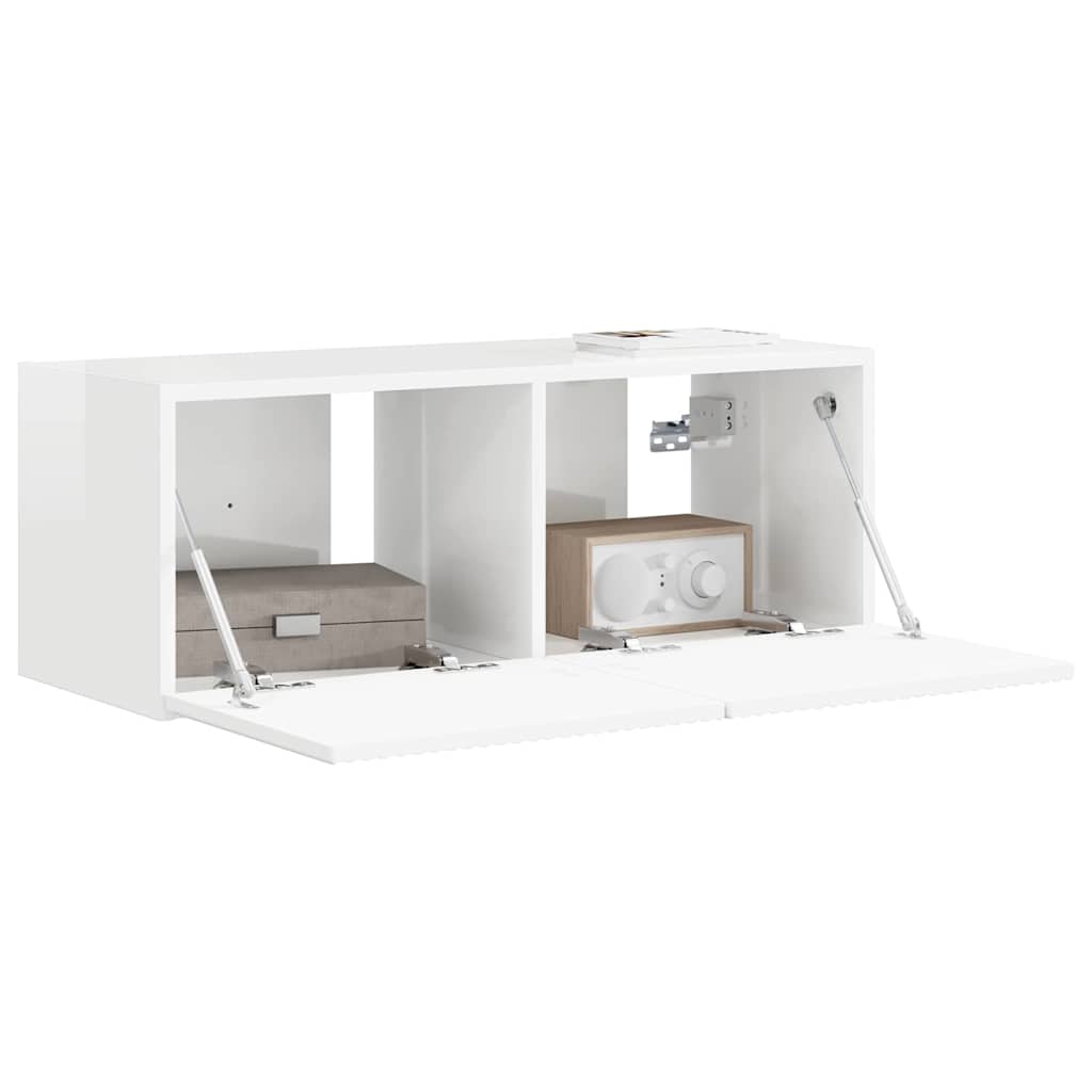 Mobile TV da parete Bianco Lucido 60 x 31 x 29.5 cm