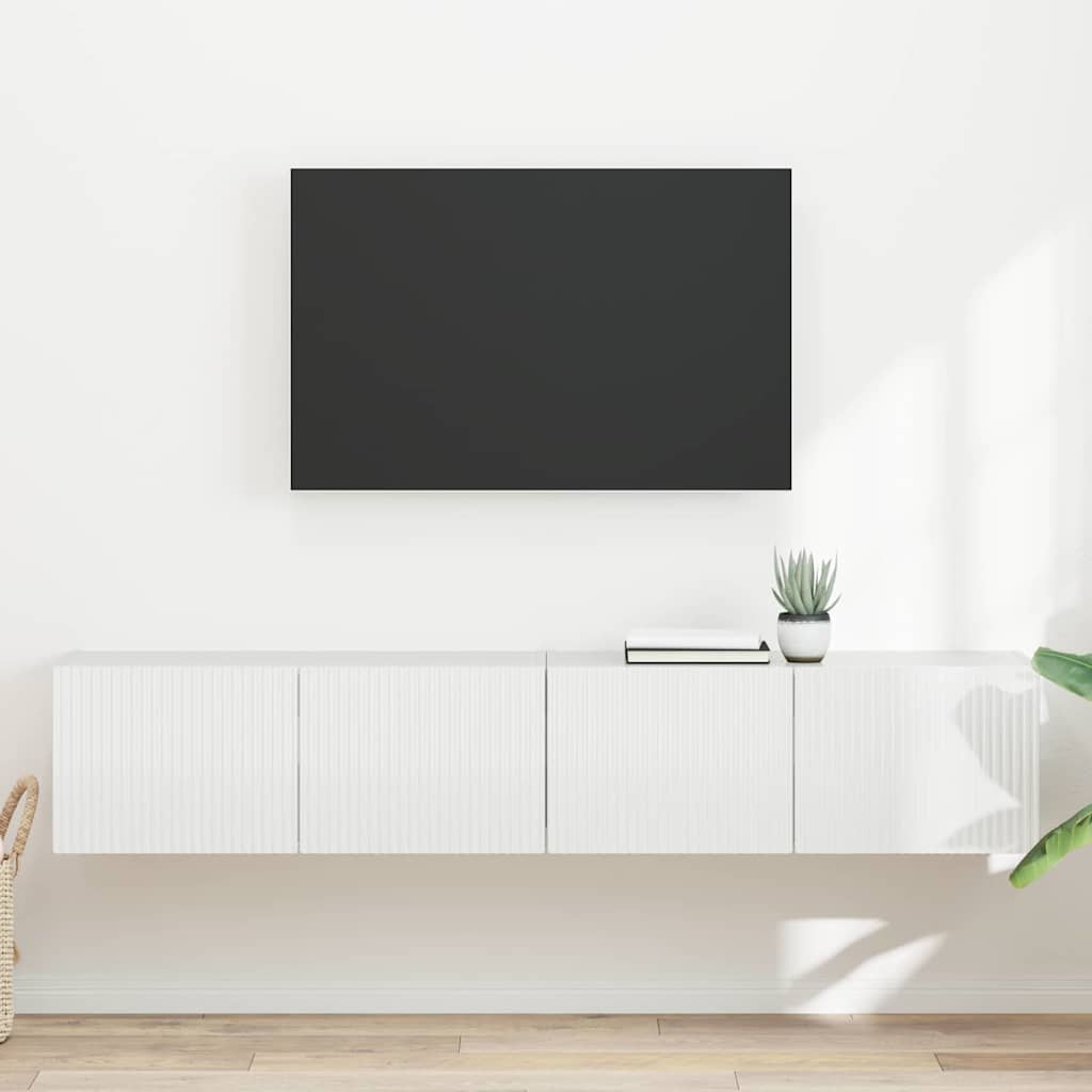 Mobile TV da parete 2 pcs Bianco Lucido 60 x 31 x 29.5 cm