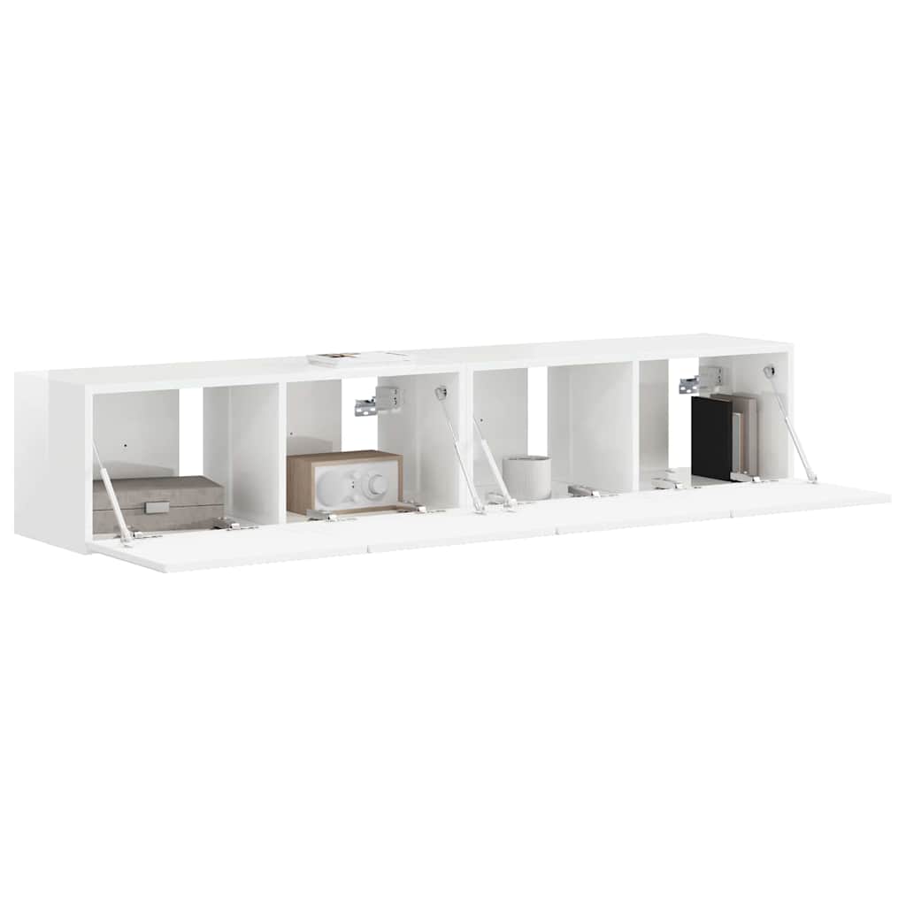 Mobile TV da parete 2 pcs Bianco Lucido 60 x 31 x 29.5 cm