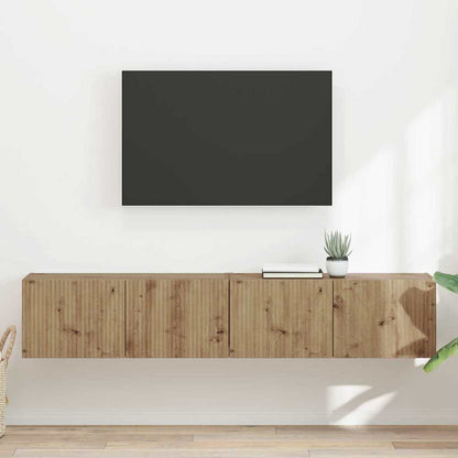Mobile TV da parete 2 pcs Rovere Artigianale Legno multistrato