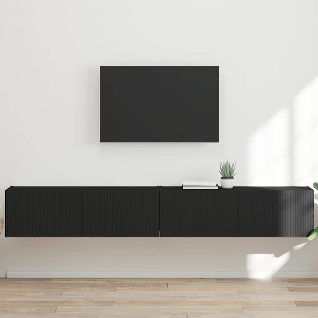 Mobile TV da parete 2 pcs Nero 98 x 31 x 29,5 cm