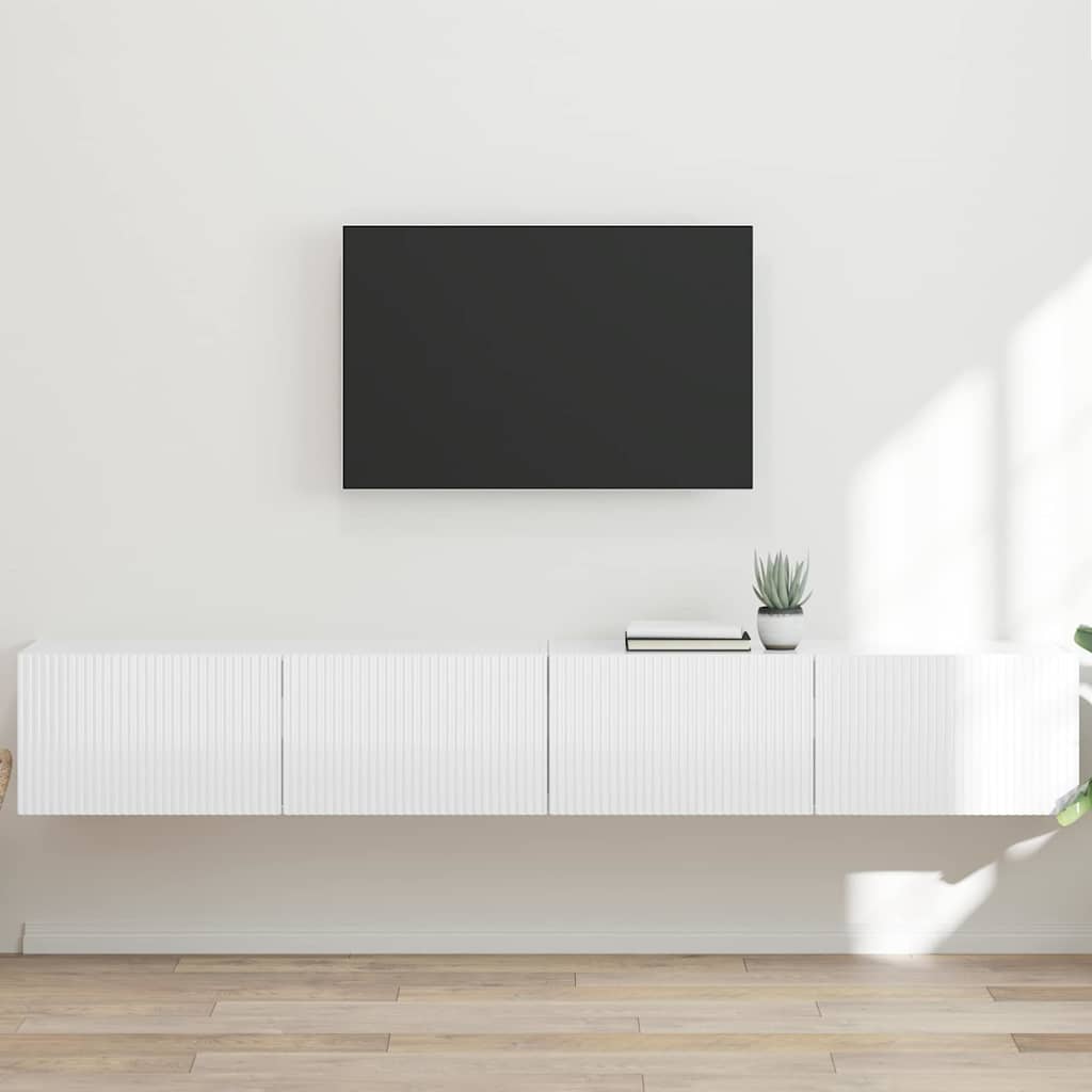 Mobile TV da parete 2 pcs Bianco Lucido 98 x 31 x 29,5 cm