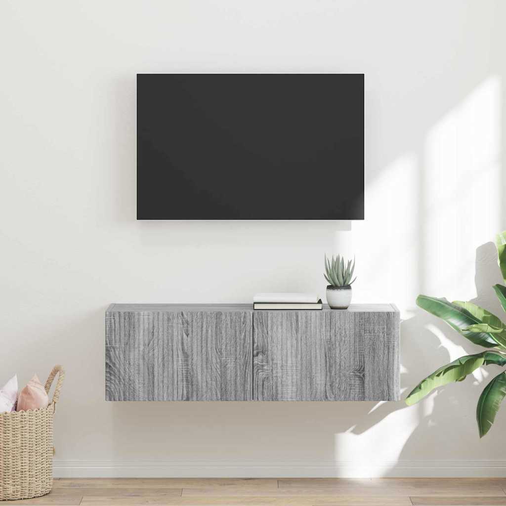 Mobile TV da parete Grigio Sonoma 98 x 31 x 29,5 cm