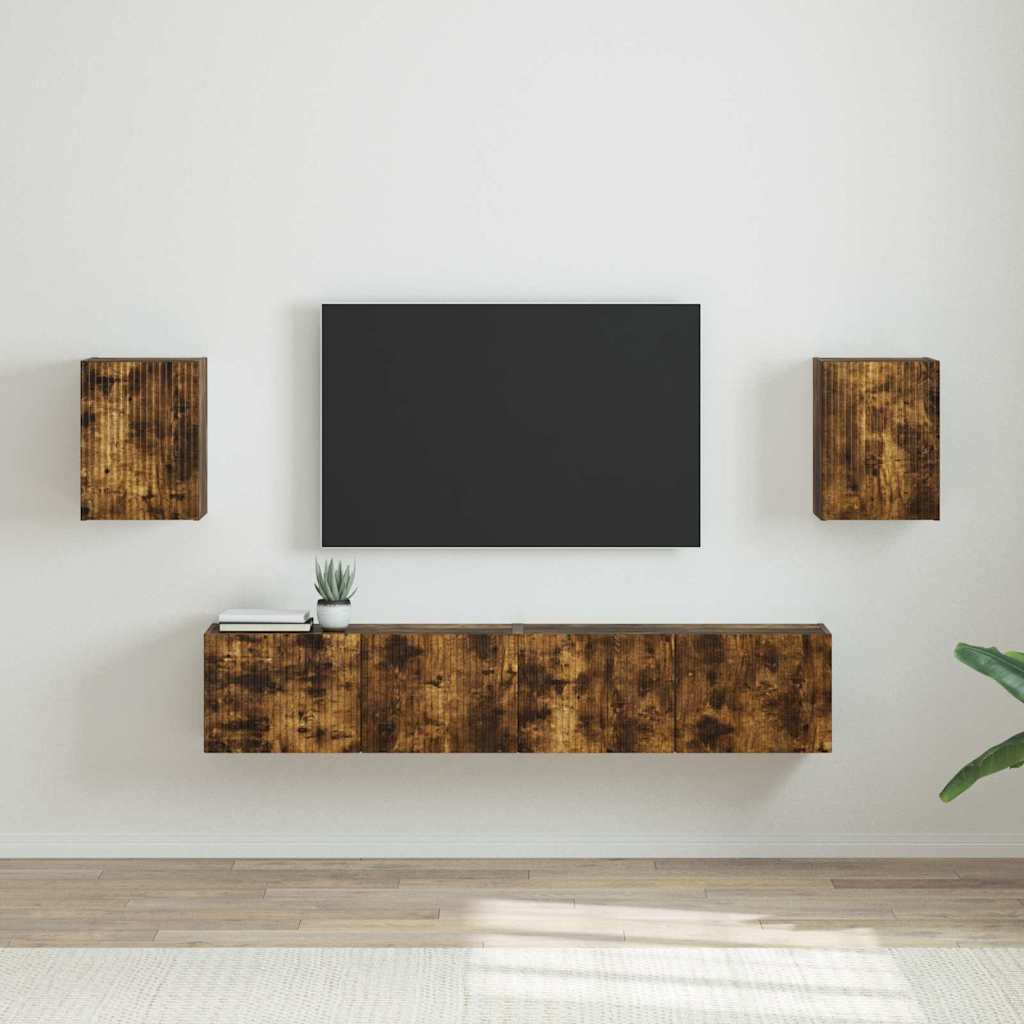 Mobile TV da parete 2 pcs Rovere fumÃ© 30 x 31 x 40 cm
