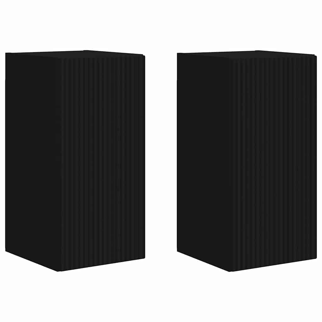 Mobile TV da parete 2 pcs Nero 30 x 31 x 60 cm