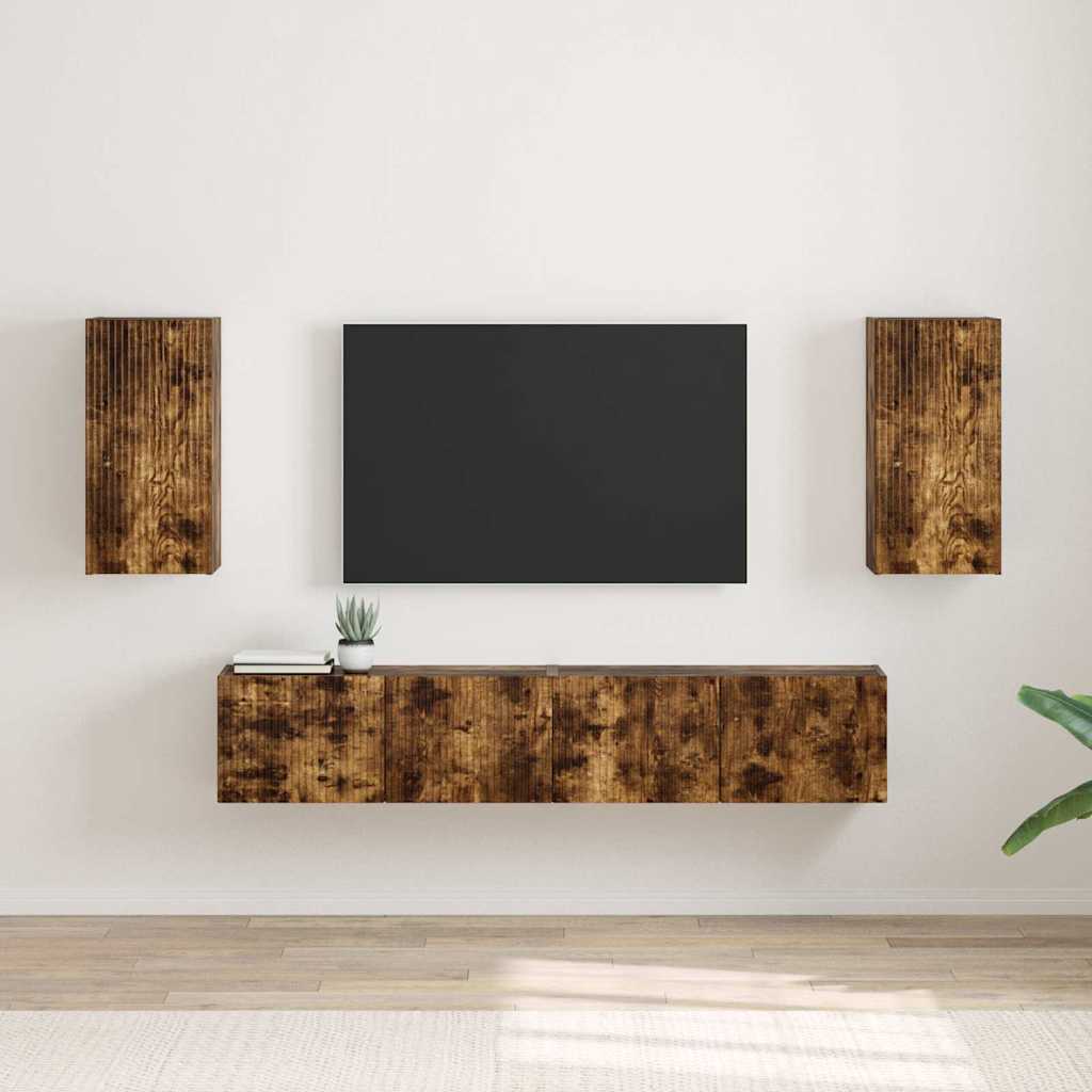 Mobile TV da parete 2 pcs Rovere fumÃ© 30 x 31 x 60 cm