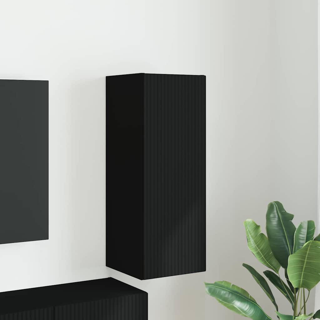Mobile TV da parete Nero 30 x 31 x 80 cm Legno multistrato