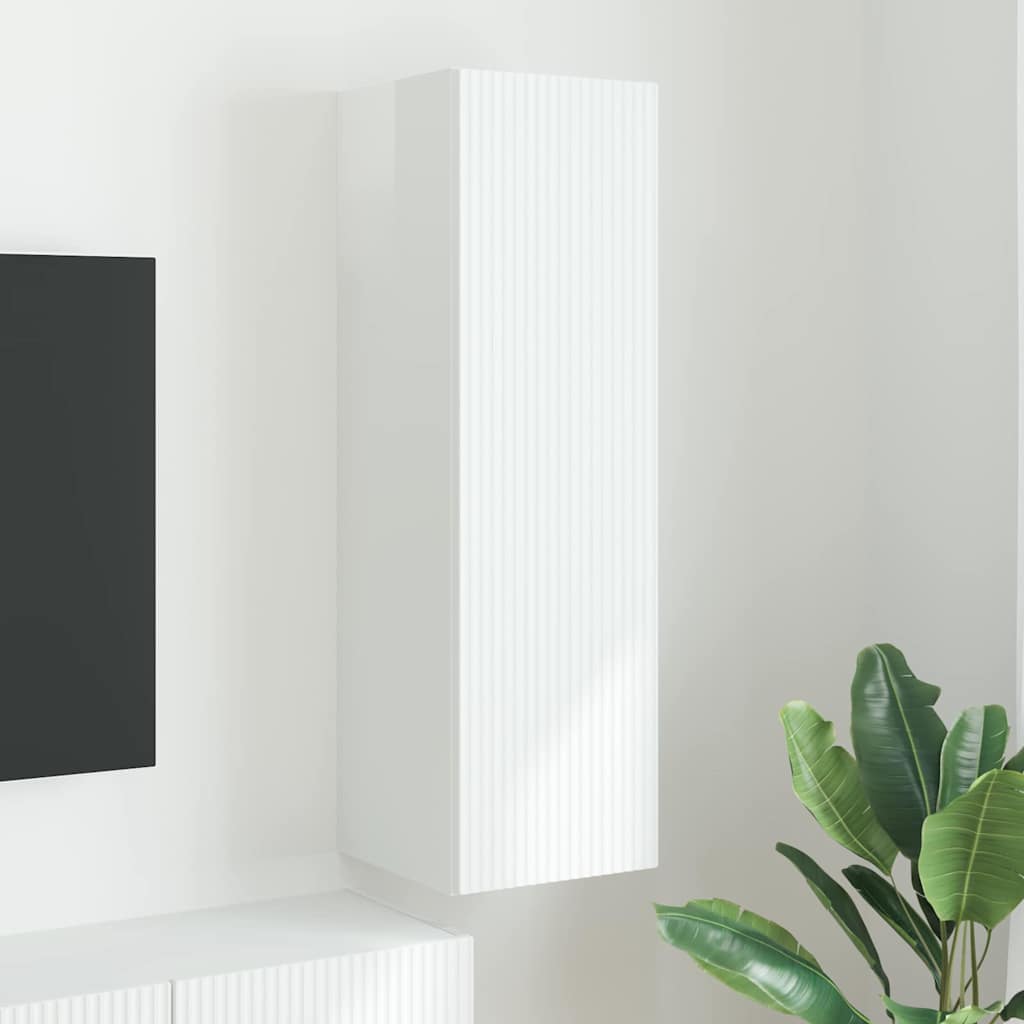 Mobile TV da parete Bianco Lucido 30 x 31 x 100 cm