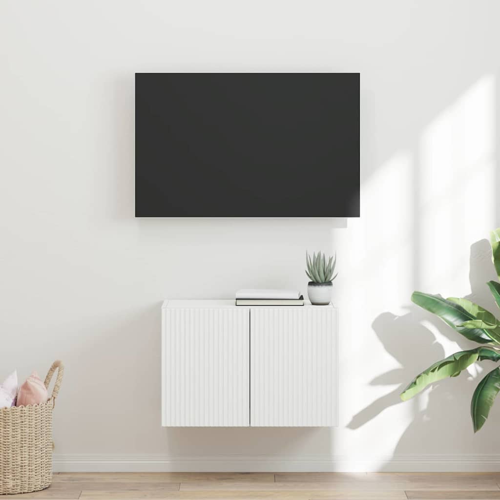 Mobile TV da parete Bianco 59,5 x 31 x 40 cm Legno multistrato