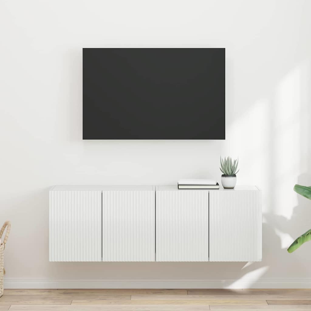 Mobile TV da parete 2 pcs Bianco Lucido 59,5 x 31 x 40 cm