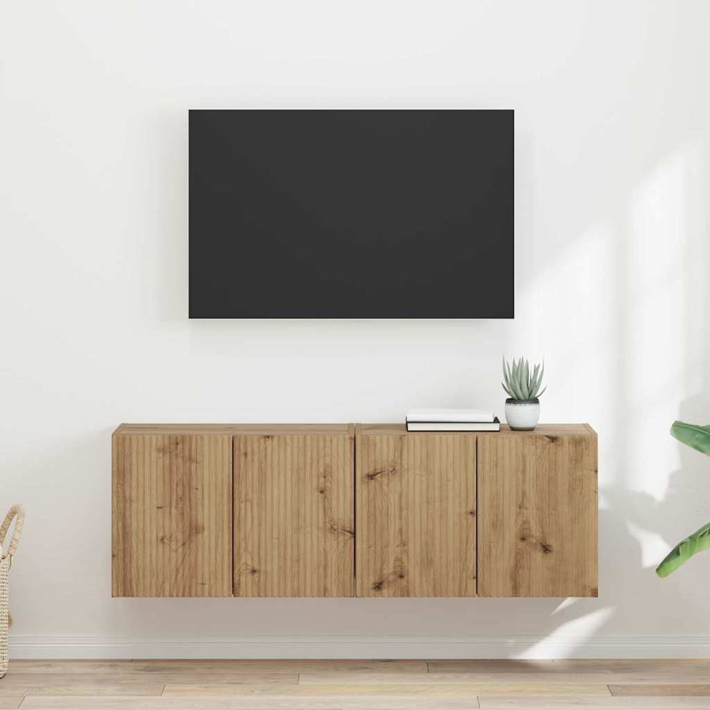 Mobile TV da parete 2 pcs Rovere artigianale 59,5 x 31 x 40 cm