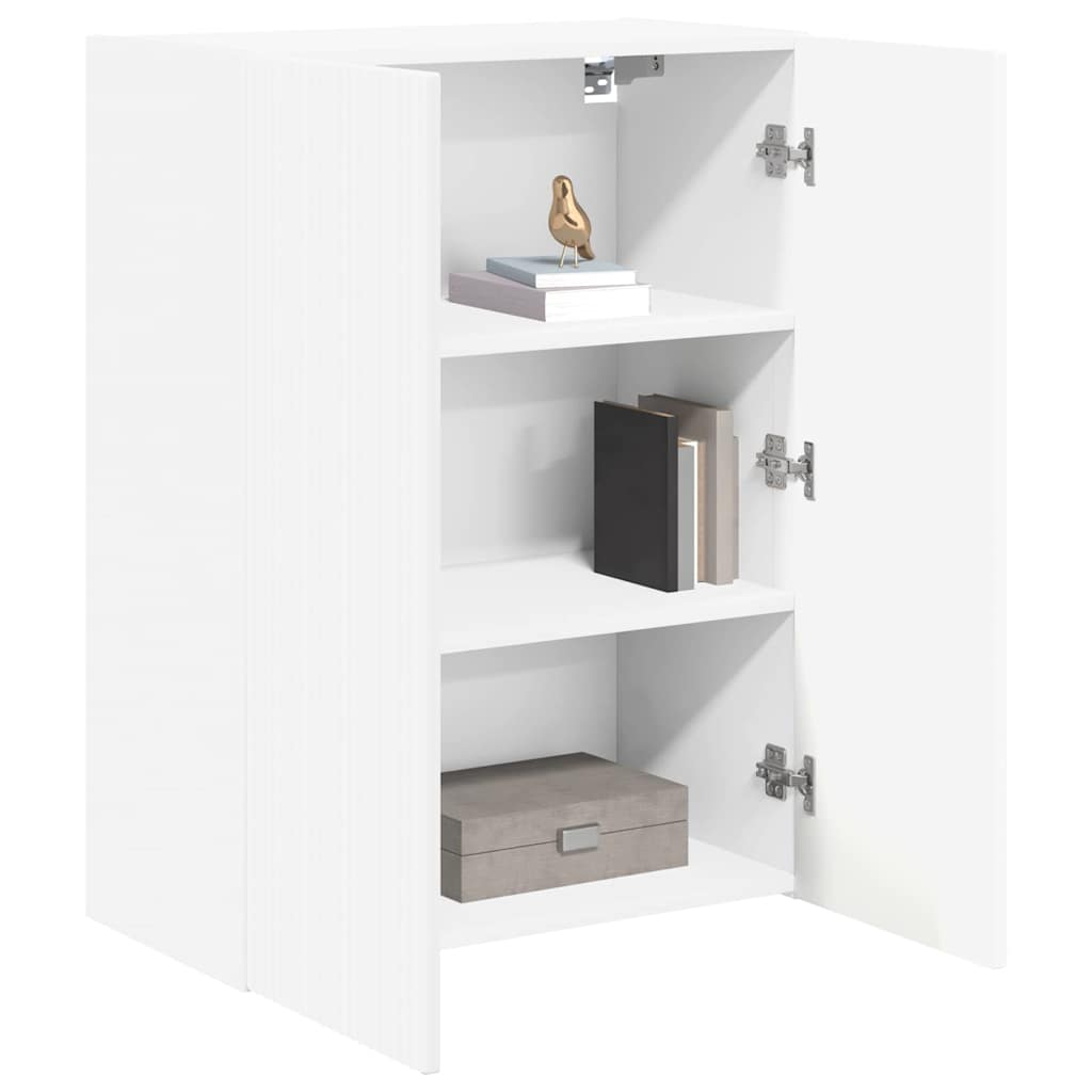 Mobile TV da parete Bianco 59,5 x 31 x 80 cm Legno multistrato