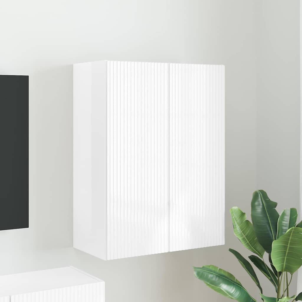 Mobile TV da parete Bianco Lucido 59,5 x 31 x 80 cm
