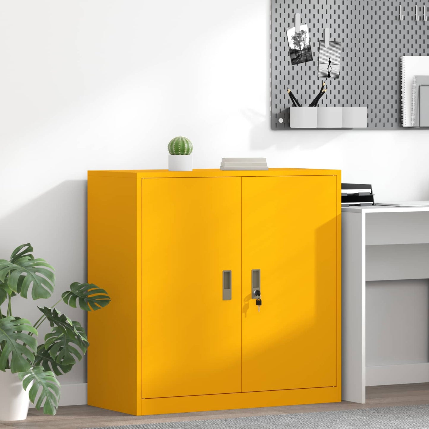 Armadio Giallo senape 90 x 40 x 90 cm Acciaio