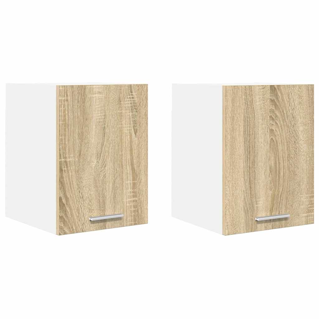 Armadio pensile con porta Riga 2 pcs Quercia Sonoma e Bianca