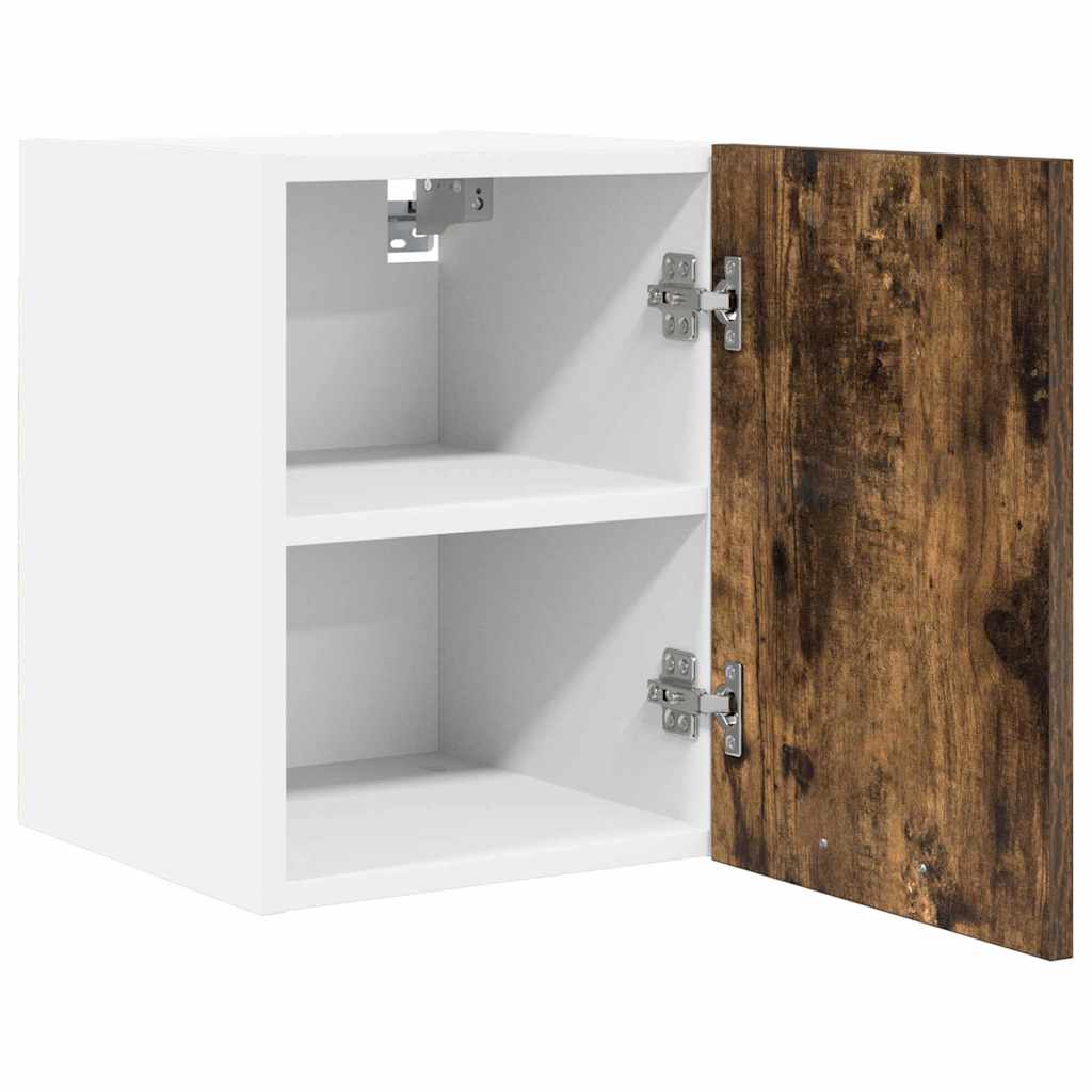 Armadio pensile con porta 2 pcs Rovere Affumicato e Bianco