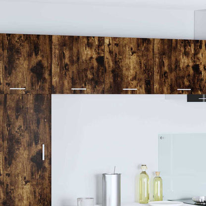 Armadio pensile con porta 2 pcs Rovere Affumicato e Bianco