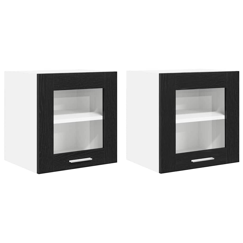 Armadio pensile con porta 2 pcs Rovere Nero 40 x 31 x 40 cm