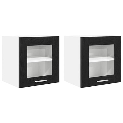 Armadio pensile con porta 2 pcs Rovere Nero 40 x 31 x 40 cm