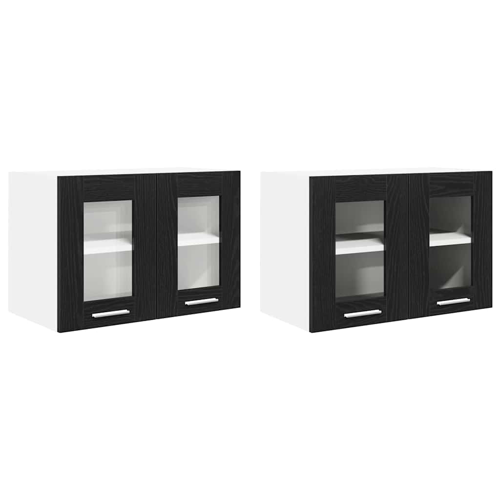 Armadio pensile con porta 2 pcs Rovere Nero 60 x 31 x 40 cm