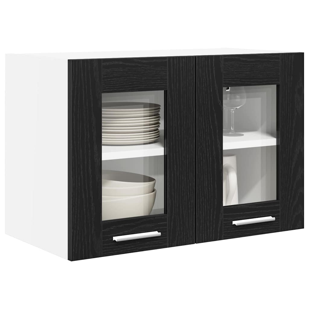 Armadio pensile con porta 2 pcs Rovere Nero 60 x 31 x 40 cm
