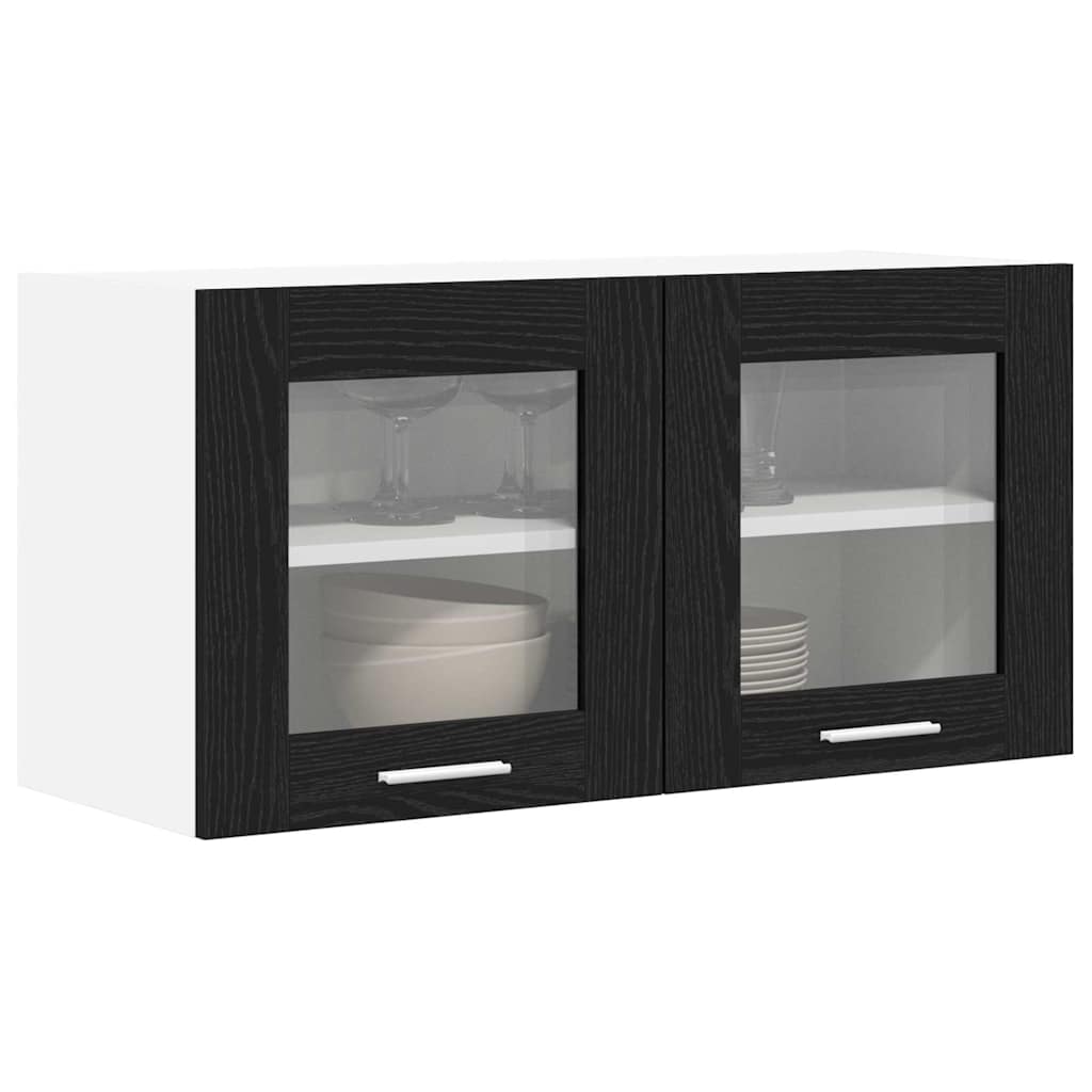Armadio pensile con porta Rovere Nero e Bianco 80 x 31 x 40 cm