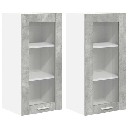 Armadio pensile con porta 2 pcs Grigio cemento 40 x 31 x 80 cm