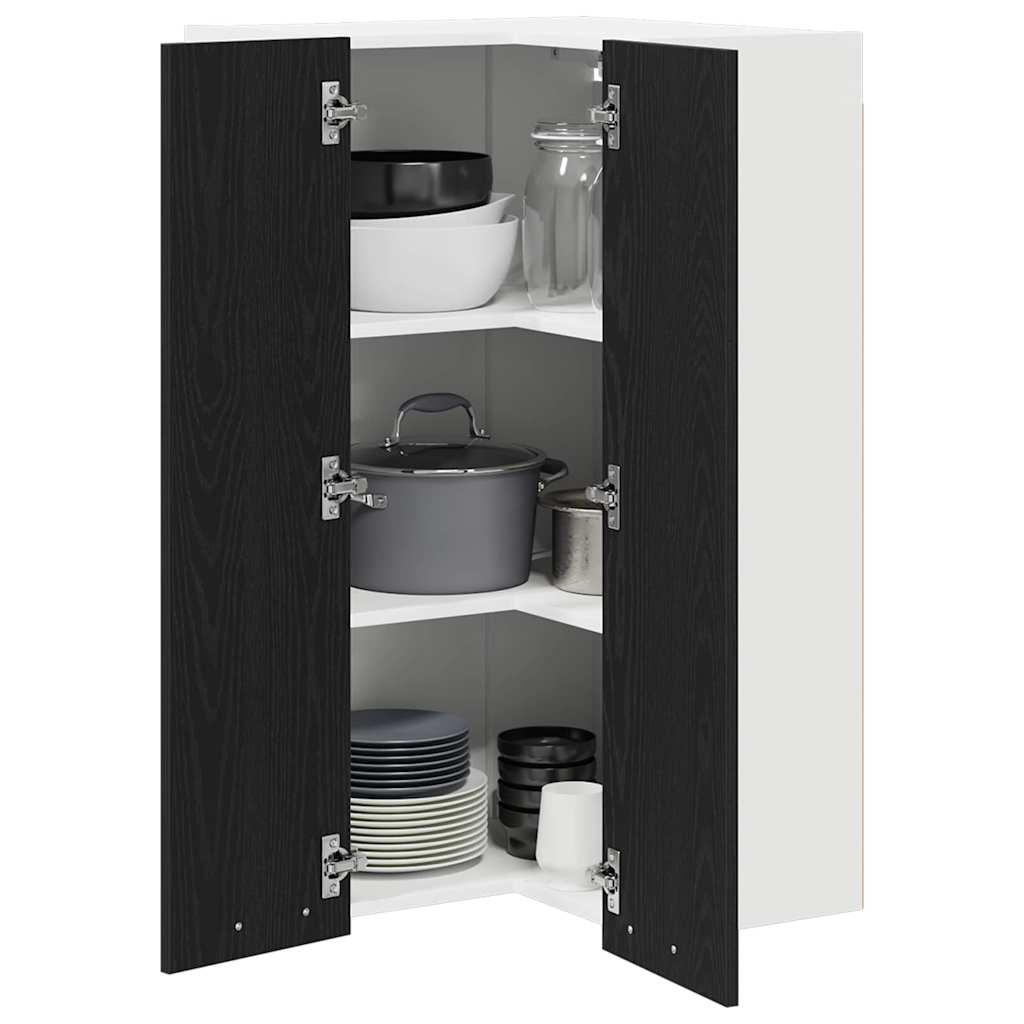 Armadio pensile con porta Rovere Nero e Bianco 57 x 57 x 100 cm
