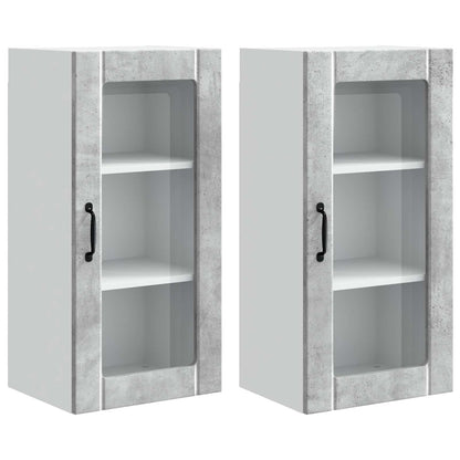 Mobile da cucina con porta 2 pcs Grigio cemento 40 x 31 x 80 cm