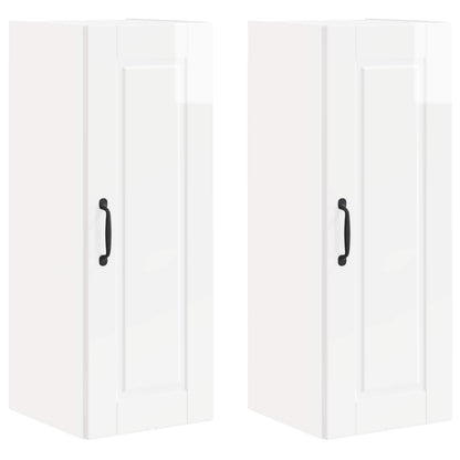 Mobile da cucina con porta 2 pcs Bianco Lucido 30 x 31 x 80 cm