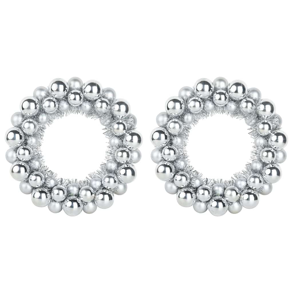 Corone di Palline di Natale 2 pcs Argento 33 x 33 x 7 cm