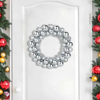 Corone di Palline di Natale 2 pcs Argento 33 x 33 x 7 cm
