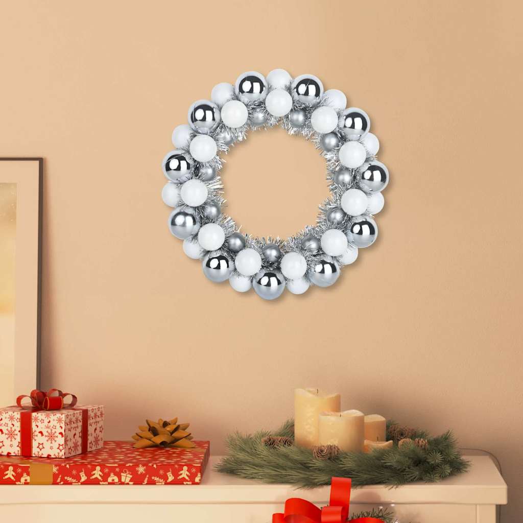 Corone di Palline di Natale 2 pcs Bianco e Argento