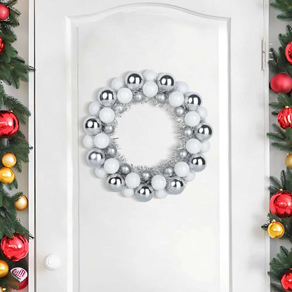 Corone di Palline di Natale 2 pcs Bianco e Argento