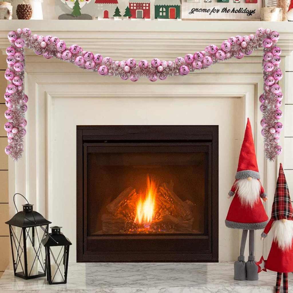 Ghirlanda di Palline di Natale Rosa 186 cm Polistirolo