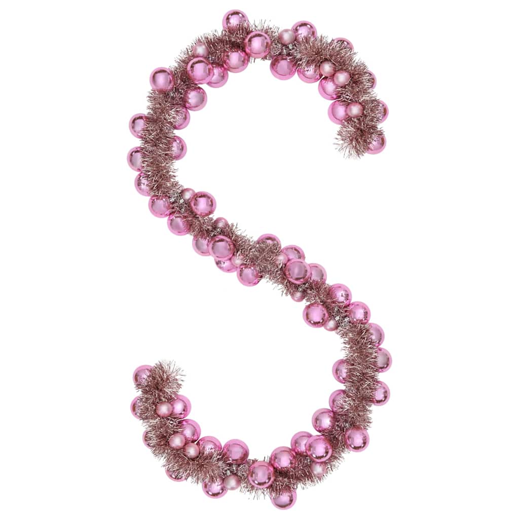 Ghirlanda di Palline di Natale Rosa 186 cm Polistirolo