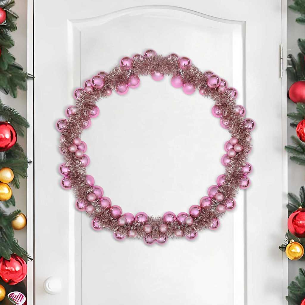 Ghirlanda di Palline di Natale Rosa 186 cm Polistirolo